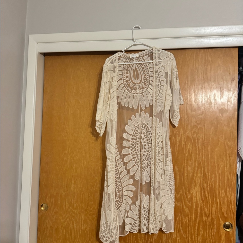 Source Unknown Cream Long Sleeve Sheath Sweater